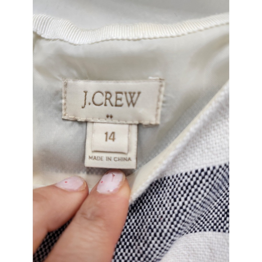 J. Crew Womens Linen Blend Dress Size 14 White Blue Striped Sleeveless Preppy - Picture 3 of 6